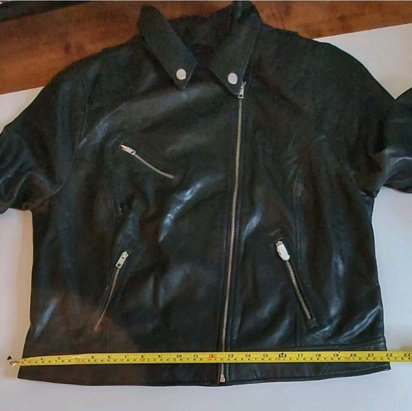 American Leather Co. Sz 16 Soft Leather Moto Jacket Black QVC Retail $319 - Picture 7 of 15